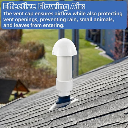2 Inch Vent Stack Pipe Filter,Sewer Vent Septic Filter Vents Pipe Cap for Roof PVC ABS Pipes Plumbing,Outdoor Vents Filters Remove Septic and Sewer Odors&Improve Yard Patio Air,with Mushroom Cap Cover