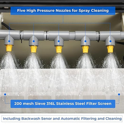 Rotary Drum Filter-3000GPH Canister Filter AC110-240V RDF Fully Automatic Water Self-Cleaning Filtration for Koi Pond,Fish Pond,Aquarium,Fish Farm,Seedling Cultivation Base,Aquaculture,Hydroponics