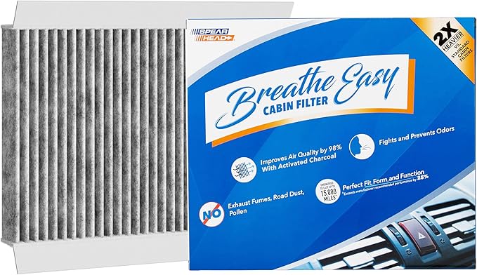 Spearhead Odor Defense Breathe Easy Cabin Filter | Fits 24-25 Tonale, 23-25 Hornet, 14-20 Fiat 500L, 16-23 Fiat 500X, 17-25 Compass, 15-23 Renegade | 25% Longer Lasting w/Activated Carbon (BE-810)