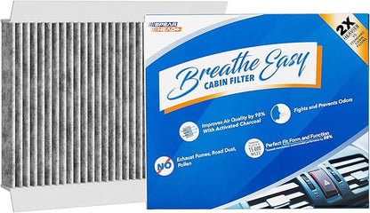 Spearhead Odor Defense Breathe Easy Cabin Filter | Fits 24-25 Tonale, 23-25 Hornet, 14-20 Fiat 500L, 16-23 Fiat 500X, 17-25 Compass, 15-23 Renegade | 25% Longer Lasting w/Activated Carbon (BE-810)