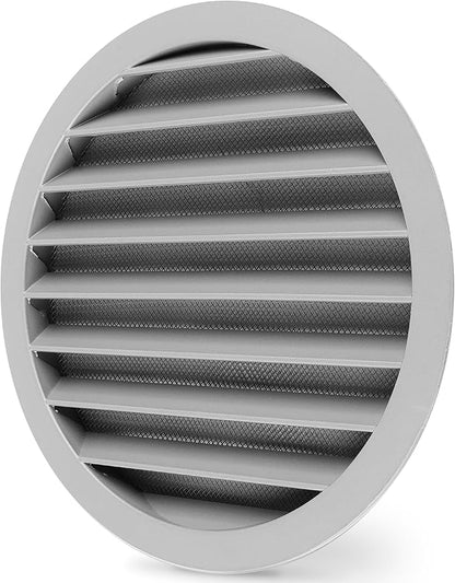 calimaero® WSGG 8" Inch Gray Round Metal Air Vent Grill Cover Flat Louver with Screen Mesh Fits Only with Metal Ducts