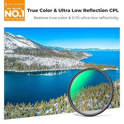 K&F CONCEPT 58mm True Color Ultra-Low Reflectivity CPL Filter Polarizer Lens Filter Circular Polarizing for Camera Lenses with 28 Multi-Coated (Nano-X Series)
