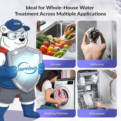 iSpring UVF50 LED UV Water Filter System, Whole House Ultraviolet Water Purifier Filter, Long-Life LED Design, Built-in Smart Flow Sensor Switch, Mercury-Free, Up to 13.2 GPM