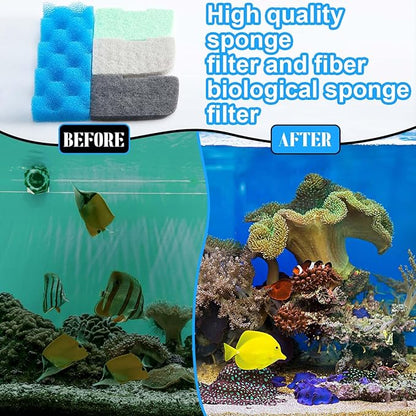 40 Pcs Replacement Filter Media Kit Compatible with Fluval 306/307, Aquarium Filters Set Including 4 Biological Foams, 36 Ammonia/Phosphate/Nitrite Remover