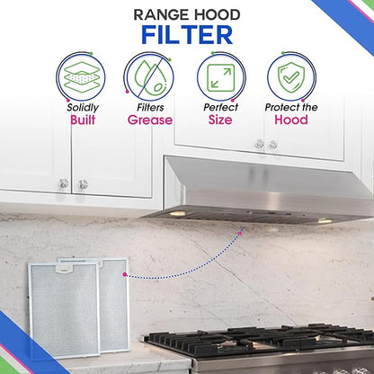 Bagean Stove Hood Vent Filter 11.81" x 16.25" BPPFA30 Compatible with Broan Range Hood Filter Replacement - Aluminum Mesh Kitchen Overhead Fan Screen - Blocks Grease & Filters Over Oven Air (2-Pack)