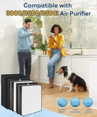 8 Pack AD3000 / AD3500 Replacement Filter Compatible with Air doc-tor 3000/3500 Air Purifi-er, with 2 main filter + 2 Activated Carbon filters + 4 Carbn Pre-Filters
