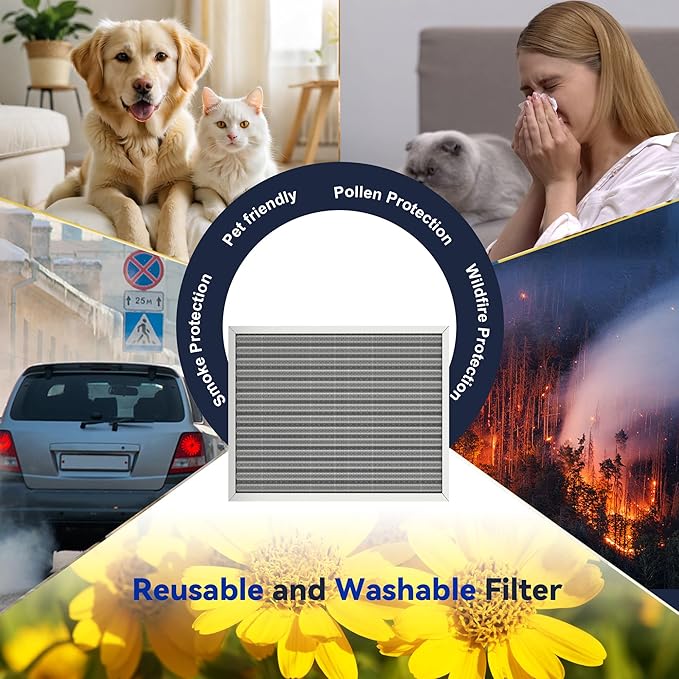 14x25x1 Reusable Air Filter, Electrostatic, Washable Lasts a Lifetime, Breathe Fresher Air in Home and Office HVAC AC Furnace Systems, Merv 8 (Actual Size: 13.5x24.5x0.82 Inch)