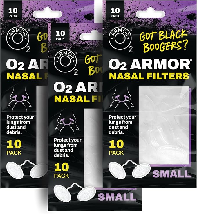 O2 Armor Nose Filters for Welders & Allergies - Nose Filter for Dust - Nasal Filters for Welding - Nose Dust Mask for Construction (30 Pack - 3x10, Size Small)