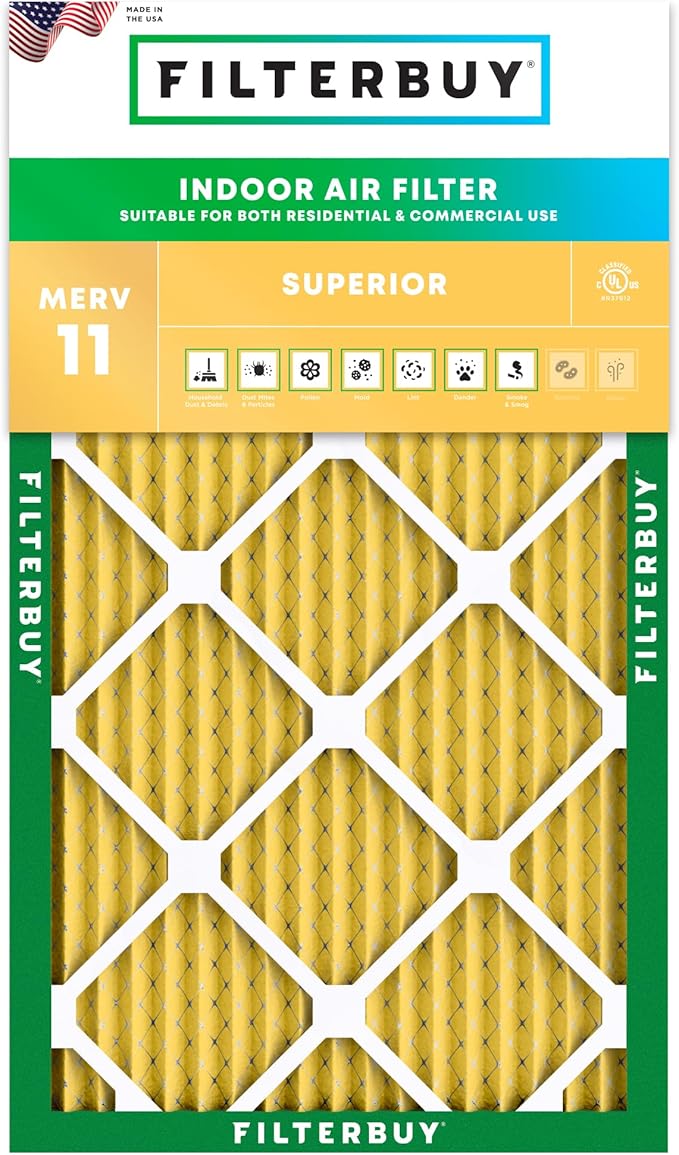 Filterbuy 16x36x1 Air Filter MERV 11 Superior Pet & Allergy Defense (1-Pack), Electrostatic Pleated HVAC AC Furnace Filters Replacement, Made in USA (Actual Size: 15.75 x 35.75 x 0.75)