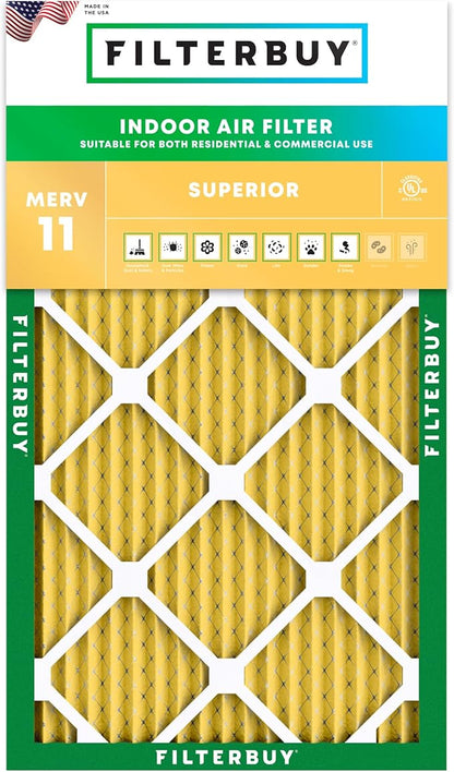 Filterbuy 16x36x1 Air Filter MERV 11 Superior Pet & Allergy Defense (1-Pack), Electrostatic Pleated HVAC AC Furnace Filters Replacement, Made in USA (Actual Size: 15.75 x 35.75 x 0.75)
