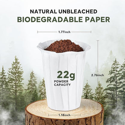 Disposable Paper Coffee Filters K Cup Paper Filters for K-eurig Single Brewer Reusable Cups, K-Cup Coffee Pods, Fit Most K eurig Single Serve Filter Brands Coffee Pods (White 100 Count, Large)