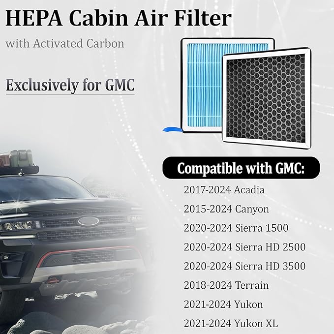 CF11966 Dedicated Cabin Air Filter With Activated Carbon For GMC 2020 2021 2022 2023 2024 Sierra,2017-2024 Acadia,2015-2024 Canyon,2018-2024 Terrain,2021-2024 Yukon