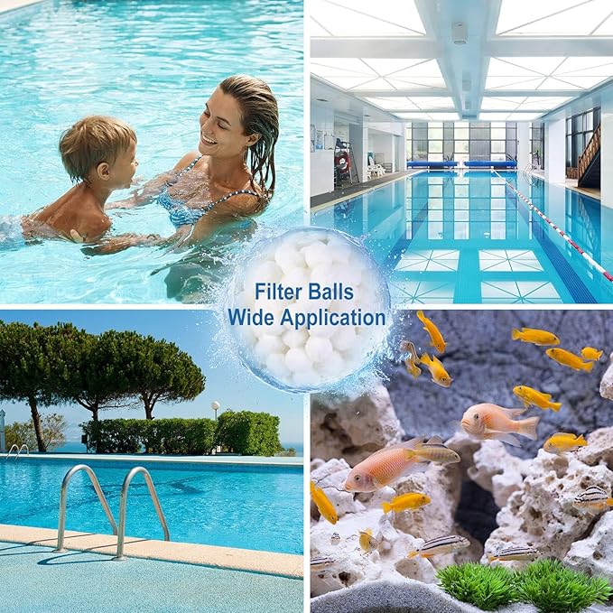 3 lbs Pool Filter Ball, for Swimming Pool Sand Filter, Lightweight Reusable Eco-Friendly Fiber Filter Ball, Replaces 100 lbs Pool Filter Sand 3 lbs
