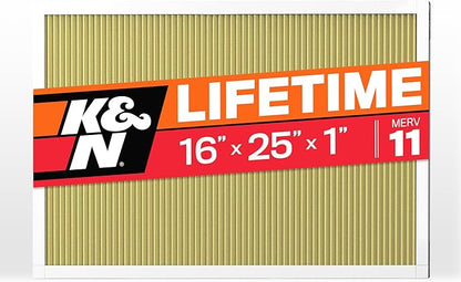 K&N 16x25x1 Air Filter, Merv 11, Washable Air Filter, the Last Furnace Filter You Will Ever Buy, Breathe Safely at Home or in the Office (Actual Dimensions .8 x 24.6 x 15.6 inches),1 Count (Pack of 1)