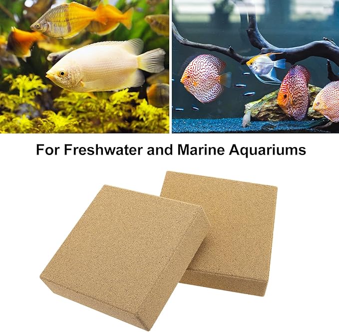 RealPlus Aquarium Filter Media Bio Ceramic Brick Bio Filter Media for Marine and Freshwater Aquarium Canister Filter Pond Fish Tank, 6 Pack (4" x 4" x 1")
