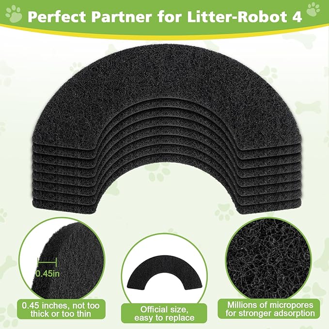 8 Pack Thickened 0.45” Carbon Filters Compatible with Litter Robot 4, Cat Litter Box Filters Replacement to Control Damp from Pets and Absorb Odors for a Fresh Home Life