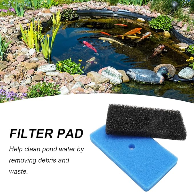 MDEOOSKY 4 Sets Pond Filter Sponge Pads, Coarse and Fine Filter Media Replacement for 52231 52229 Filter Box, for Outdoor Pond Aquariums Fountains, Compare to Part# 871980305528