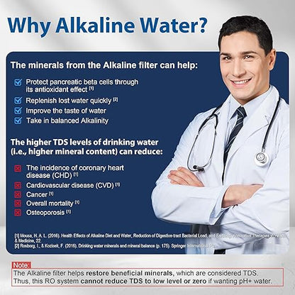 iSpring RCC1UP-AK, 100 GPD 7-Stage Reverse Osmosis Under Sink Water Filtration System with Boost Pump, Alkaline Remineralization and UV Filter, Patented Top-Mounted Faucet Design for Easy Installation