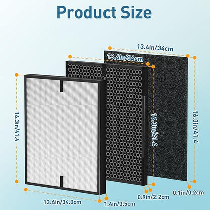 12 Pack 3000 Air Replacement Filter, Compatible with Air Doctor 3000, 3000M, 3000Pro Air Puri-Fier, 2 High-Performance Filters + 2 Activated Carbon Filters + 8 Pre-Filter