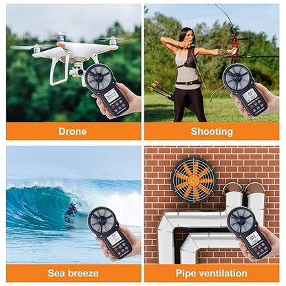 BTMETER BT-100 Handheld Anemometer, Digital Wind Speed CFM Meter Gauge Air Flow Velocity Tester for HVAC Shooting Drone, Wind Chill, 14℉-113℉ Wind Temperature