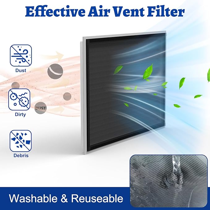 Air Vent Filter Kit, 39"x55" Cut to Fit Micro Mesh Filter with Low Resistance, Easy Air Flow, Air Vent Filters with Adhesive Hook Tape for HVAC, Registers and Grilles, Black