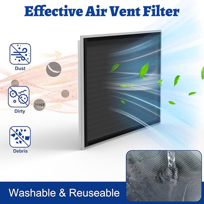 Air Vent Filter Kit, 39"x55" Cut to Fit Micro Mesh Filter with Low Resistance, Easy Air Flow, Air Vent Filters with Adhesive Hook Tape for HVAC, Registers and Grilles, Black