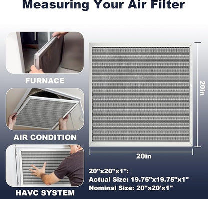 20x20x1 Reusable Air Filter, Electrostatic, Washable Lasts a Lifetime, Breathe Fresher Air in Home and Office HVAC AC Furnace Systems, Merv 8 (Actual Size: 19.75x19.75x1 Inch)