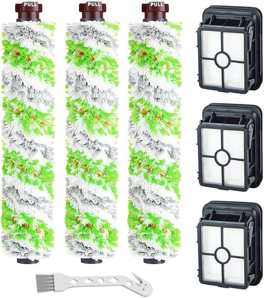 Lemige Brush Filter Replacement Parts for Bissell CrossWave Vacuum 3888A 1785 Pet Pro 2306A Cordless Wet Dry Vac, 3 Pack 2460 Multi-Surface Pet Brush Roll & 1866 Vacuum Filter, Part 1613568 1608684