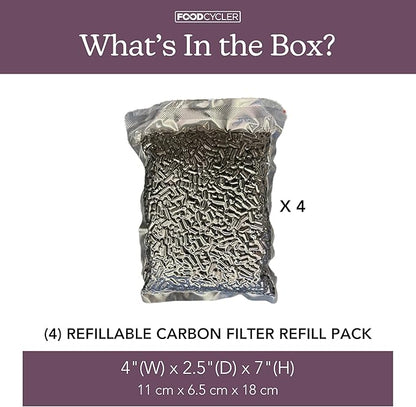 FoodCycler Carbon Filter Replacement for Eco 3 & Eco 5 - Eliminate Odors & Maintain Performance - Odor Control, Food Waste Disposal, Long-Lasting Carbon Filter, Easy to Install (4-Pack)