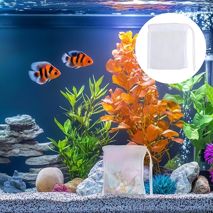 10PCS Aquarium Filter Media Bags for Activated Carbon, 4" X 3.5" Mesh Filter Bags for Aquarium, Carbon Filters Bag for Aquariums, High Flow Aquariums Mesh Media Filters Bag