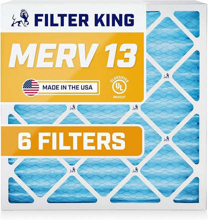 Filter King 10x10x1 Air Filter | 6-PACK | MERV 13 HVAC Pleated A/C Furnace Filters | MADE IN USA | Actual Size: 9.5 x 9.5 x .75"