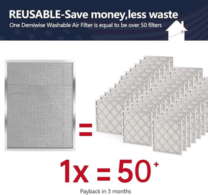 MERV 8 16x20x1 Washable Aluminum Lifetime Furnace Filter, Reusable AC/HVAC Filter, Permanent Air Filter, Easy to Clean, Healthier Home or Office