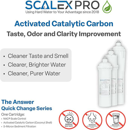 The Answer - 12in Quick Change 3/8in Auto Shut Off Head and Water Filter Combo Kit, High Capacity (up to 7500 gals) Prevents Limescale; Chlorine, Chloramines, Odors (SXP-12TARC)
