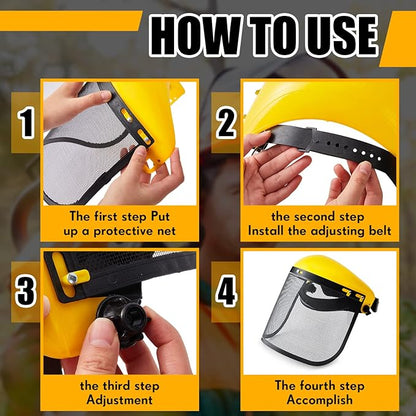Amylove 8 Pcs Safety Face Shield with Mesh Weed Whacking Face Shield Masks Chainsaw Gardening Weed Mover Protection (Yellow)