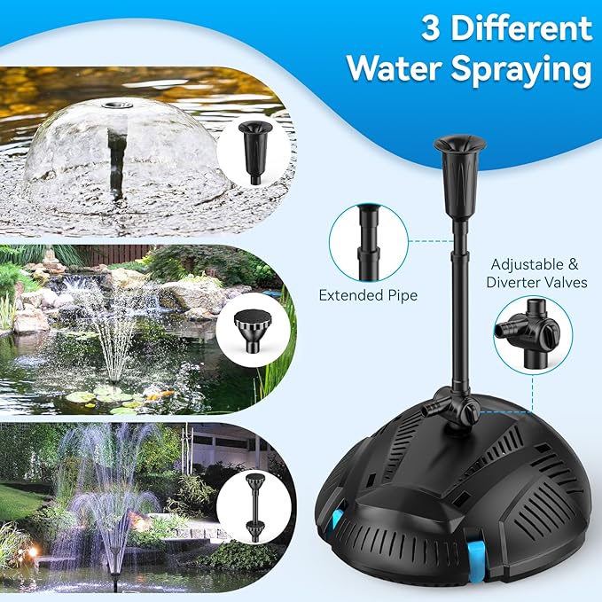 POPOSOAP Pond Filter with Pump Fountain Kits Built-in UV Clarifier, 660GPH/40W Pond Filters for Outdoor Ponds Clearing, Garden Fish Tank, Aquarium, and Add Water Features
