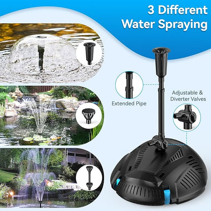 POPOSOAP Pond Filter with Pump Fountain Kits Built-in UV Clarifier, 660GPH/40W Pond Filters for Outdoor Ponds Clearing, Garden Fish Tank, Aquarium, and Add Water Features