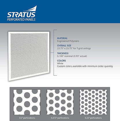 2'x2' Black Plastic Perforated Tile, 5 Pack, with 1/2" Holes