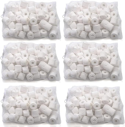 TOPZEA 6 Lb Aquarium Filter Media Ceramic Rings, Premier Bio Filter Medias with Zipper Mesh Bags for Koi Pond, Canister, Fish Tank Filter, Pure White