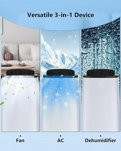 14000 BTU Portable Air Conditioner, Portable AC Unit with Fan & Dehumidifier, Air Conditioner Portable for Rooms Up to 750 Sq Ft, Remote Control, 24H Timer for Bedroom, Office, Apartment, White