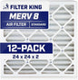 Best 24x24x2 Air Filters | 12 Pack | MERV 8 HVAC Pleated AC Furnace Filters, Protection Against Mold and Pollen, Allergen Reduction | Actual Size (23.75x23.75x1.75)
