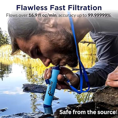 Portable Water Filter for Emergencies, Hiking, Camping, Travel, and Disaster Preparation (2 Pack)