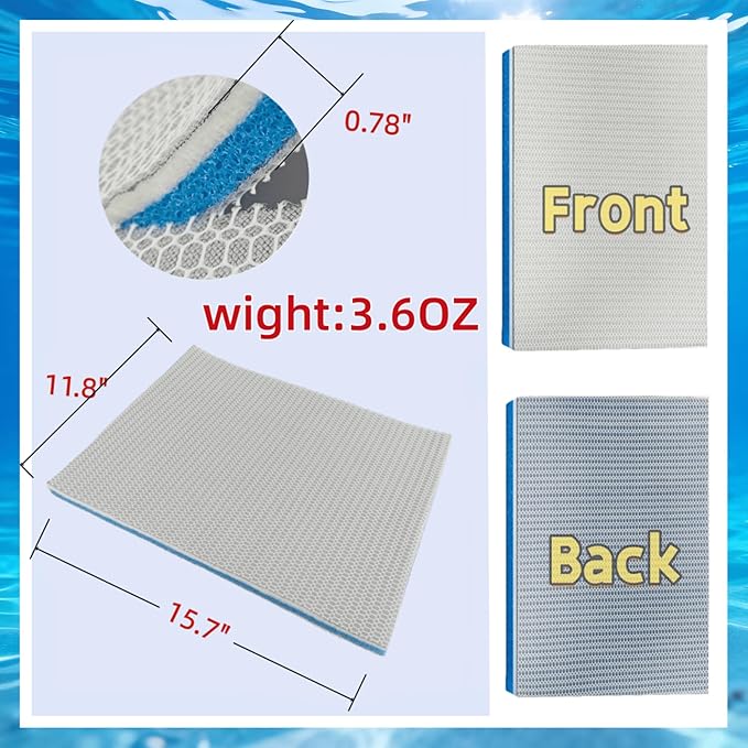 8-Layer Aquarium Filter Media Sponge Pad, Trim-to-Fit Foam Filter Floss for Fish Tank Filter (15.7"x11.8"x0.78")
