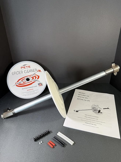 Air Filter Cleaner JUNIOR by Pete Industries, 360º rotating nozzle, Cleans 3.5"-8" ID, Made in USA- Compact Equipment Filter Cleaning Tool for Landscaping, Skid Steers, Mini Excavators, Mini Loaders +