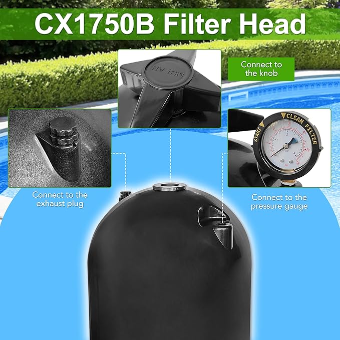 CX1750B Filter Head with Directional Vent Valve ECX1322A Compatible with Hayward Star-Clear Plus Cartridge Filter Model C1750