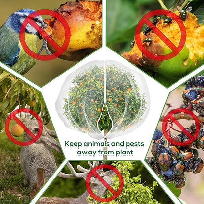 2PCS 7.8 x 7.8ft Large Fruit Tree Netting Cover with Zipper and Drawstring,Garden Insect Netting Plant Cover Transparent Bird Plant Barrier Flower Fruit Mesh Screen for Preventing Deer Squirrel Bug