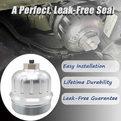 iFJF 134001 Fuel Filter Housing Cap Replacement for 2017-2024 GM Duramax 6.6L L5P Chevy Silverado/GMC Sierra 2500HD 3500HD Billet Aluminum with Drain Plug