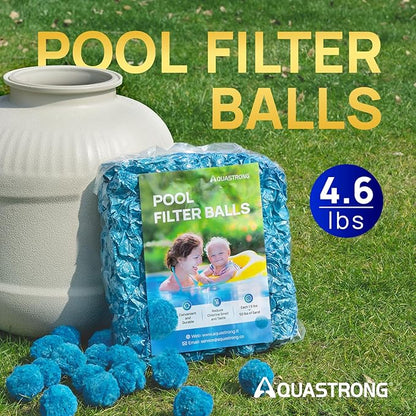 AQUASTRONG Pool Filter Balls for Sand Filter Pump, 4.6 lbs Reusable Sand Filter Balls (Replaces 150 lbs Pool Filter Sand), Efficient Blue Filter Balls for Swimming Pools, Filter Pumps, Aquariums