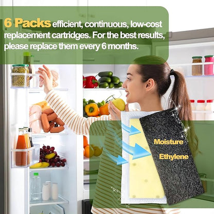 6 Pack Refrigerator Air Filter Replacements for PureAir PK-2 Produce Keeper Plus FRPAPK2RF, Antioxidant & Activated Carbon Filter Compatible with Frigidaire Gallery Models GRMC2273BF GRMC2273BD GRMG22