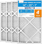 LotFancy 14x25x1 Air Filter MERV 13 4-Pack, Electrostatic Pleated HVAC Furnace Air Filter, Captures Pet Dander Smog Smoke, Actual Size: 13.75"x24.75"x0.75"