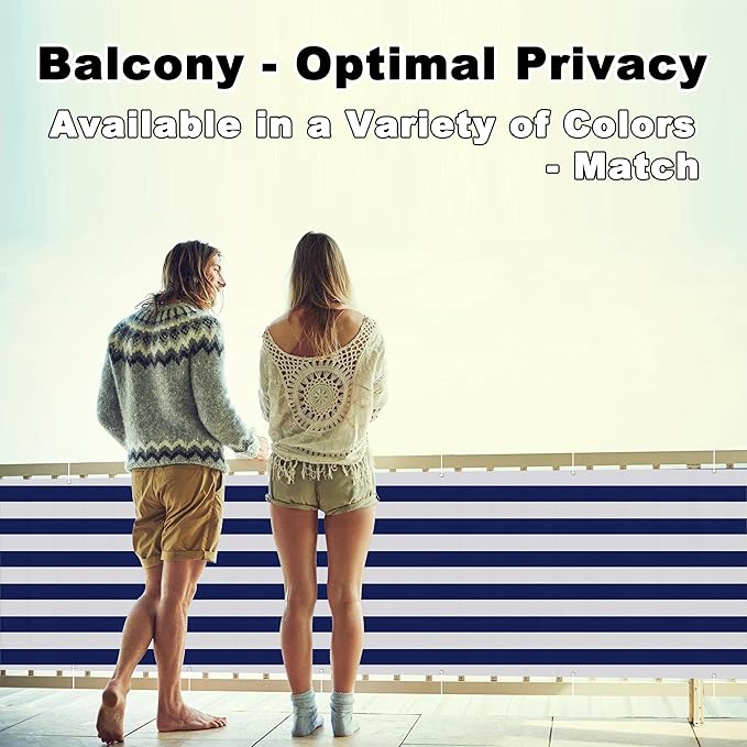 Fence Privacy Screen 3' x 19 Privacy Protection Weatherproof Outdoor Privacy Screen, Includes Cable Ties for Wall Screen, Outdoor Garden, Wedding Decor, Blue Stripes